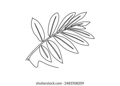 Leaves concept. Single line draw design vector graphic illustration.