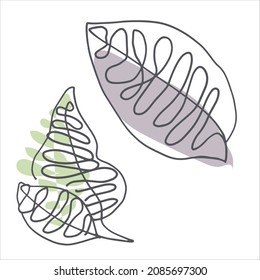 Leaves contour line vector illustration