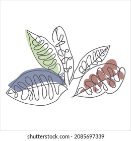 Leaves contour line vector illustration