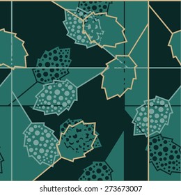 Leaves in the creative geometric pattern, seamless vector background.