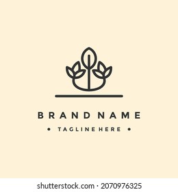 Leaves Crown abstract Logo design vector template. Eco nature Creative Business Logotype concept icon.