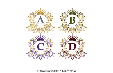 Leaves Crown Initial A B C D