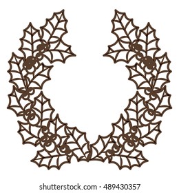 Leaves crown and wreath icon. Merry Christmas season and decoration theme. Isolated design. Vector illustration