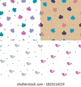 Leaves and cute birds patterns for any kind of surfaces.