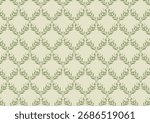 Leaves damask pattern olive green