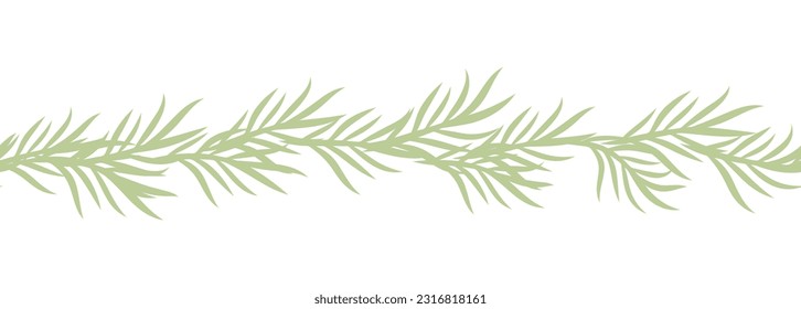 Leaves decorative, algae horizontal border seamless pattern.