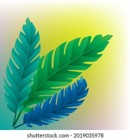 Leaves decorative with yellow gradient mesh background