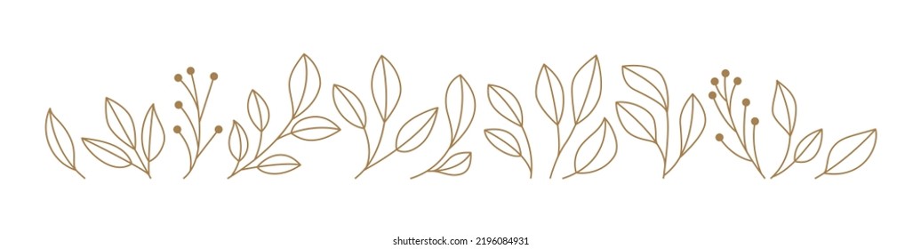 Leaves design illustration line art style monochrome earthtones of simple botanical vector design illustration of foliage, plants, branches, stem, pistil, and twigs