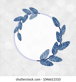 Leaves design pattern blue and white color background illustration
