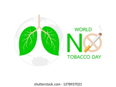 Leaves designed like human lung. Stop smoking, world no tobacco day concept. Vector illustration isolated on white background.
