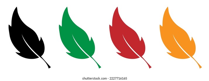 Leaves of the different seasons. Autumn leaves. Different colors. Botanical forest signs. Nature symbol. green plants