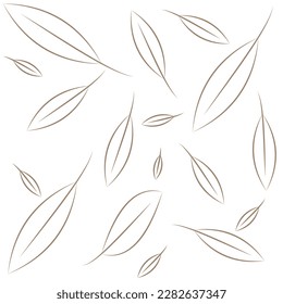 
Leaves of different sizes arranged randomly on a white background