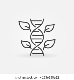 Leaves with DNA vector concept outline icon or design element