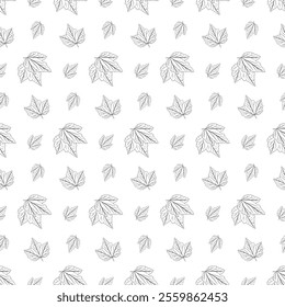 Leaves in doodle style. Seamless pattern. Vector illustration.