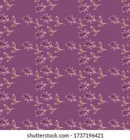 Leaves and dots seamless pattern. Hand drawn floral ornament. Design for textile, paper, fabric packaging, bedding, wallpaper in doodle style. Vector illustration.