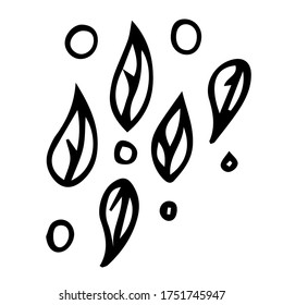 Leaves and dots for texture. Design set of leaves and decorations for packages