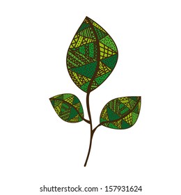 leaves drawing over white background vector illustration