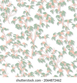  leaves dried branches vector seamless pattern. background for fabrics, prints, packaging and postcards branches with striped leaves vector seamless pattern. A hedge of twigs on a colored background