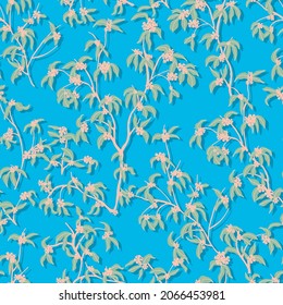  leaves dried branches vector seamless pattern. background for fabrics, prints, packaging and postcards branches with striped leaves vector seamless pattern. A hedge of twigs on a colored background