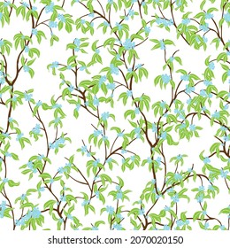  leaves dried branches vector seamless pattern. background for fabrics, prints, packaging and postcards branches with striped leaves vector seamless pattern. A hedge of twigs on a colored background