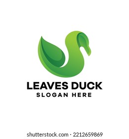 Leaves Duck Gradient Logo Design