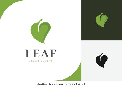 Deixa Eco Logo com projeto do coração. Orgânico Natural vetor ícone design para vegan amante vetor logotipo símbolo