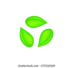 Leaves eco recycle icon vector illustration isolated on white background. Leaf recycled vector icon. Recycled cycle icon.