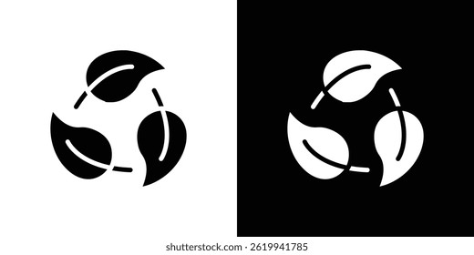 Hojas eco reciclar icono de Vector, ilustración de logotipo sólido, pictograma