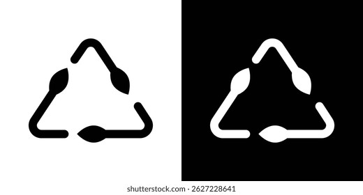 Hojas eco reciclar icono de Vector, ilustración sólida, pictograma