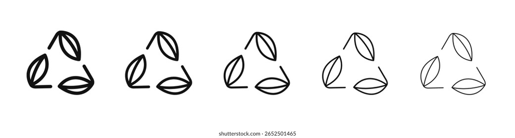 Hojas eco icono de reciclaje Vector esquema conjunto ilustración signo