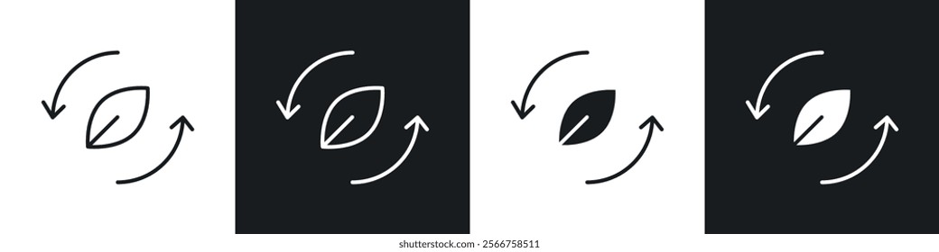 Leaves eco recycle icons in Thin line black color. flat simple vector symbols illustration.