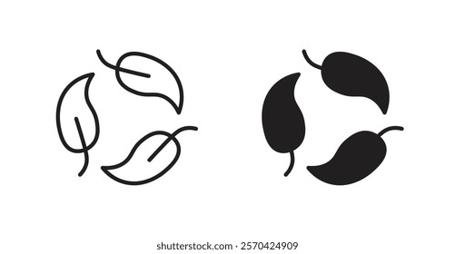 Leaves eco recycle vector web icons set