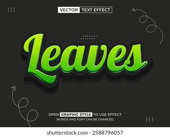 leaves editable text, font effect, 3d text for title
