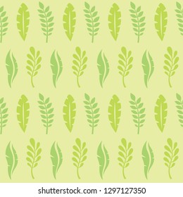 Leaves of exotic plants - creative vector illustration. Floral seamless pattern. Abstract concept background. Tropical summer nature. Graphic design element. Vintage art style. Collage contemporary. 