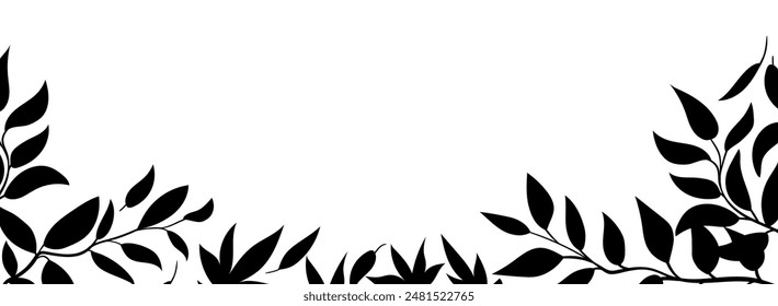 Leaves fall black silhouette in simple style, vector illustration. Maple leaf for print and design. Isolated black elements on a white background. Autumn vector illustration