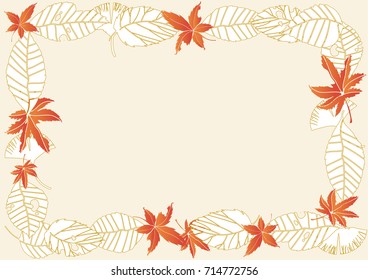 Leaves of fallen leaves, background of images of autumn, decorative frames, ornaments