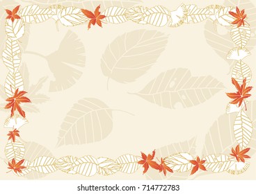 Leaves of fallen leaves, background of images of autumn, decorative frames, ornaments