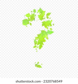 Leaves Falling. Spring Flying Foliage. Chaotic Green Leaf Flying On Transparent Background. Forest Design, Nature Elements. Ecology Vector Illustration. Environment Backdrop.