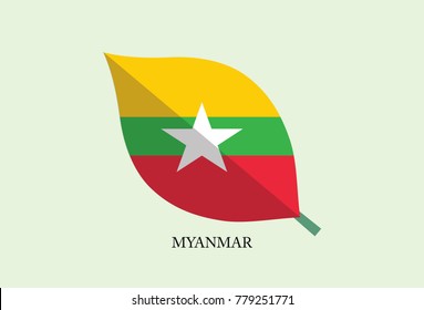 Leaves Flag vector – Myanmar flag