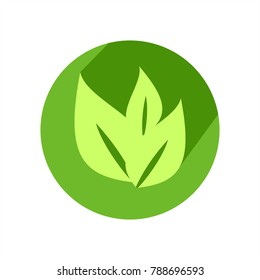 Leaves flat design icon with long shadow. Vector Illustration isolated for graphic and web design.