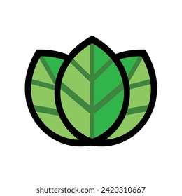 Leaves flat icon. Isolated on white background. Vector illustration. Nature element design, green leaf