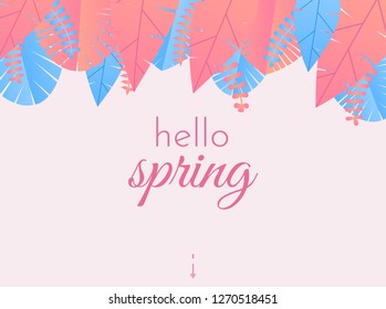 Leaves in a flat style. Vector background