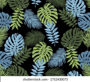 leaves floral jungle vector seamless pattern