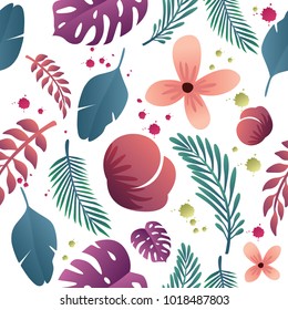 Leaves Floral Summer Seamless Pattern