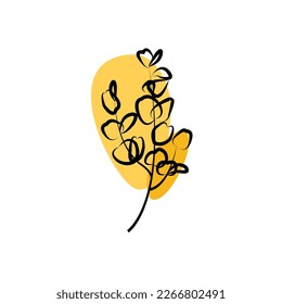 Deja un icono plano de flor. Símbolo de esquema único de alta calidad para diseño web o aplicación móvil. Deja señales de línea delgada para el logotipo de diseño, tarjeta de visita, etc.