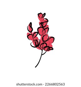 Deja un icono plano de flor. Símbolo de esquema único de alta calidad para diseño web o aplicación móvil. Deja señales de línea delgada para el logotipo de diseño, tarjeta de visita, etc.