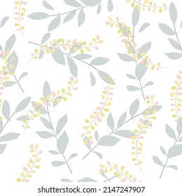 Leaves and Flower Pattern.colorful background,Spring season concept background design.