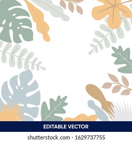 leaves flower plants background flat design