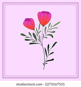 Leaves and flower set illustration handrawing