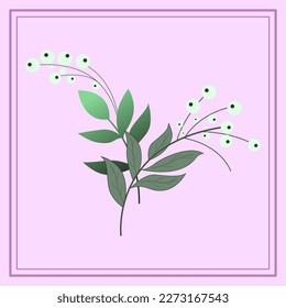 Leaves and flower set illustration handrawing